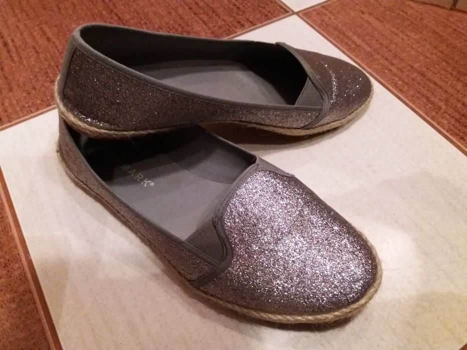 srebrne espadryle baleriny primark rozm 39