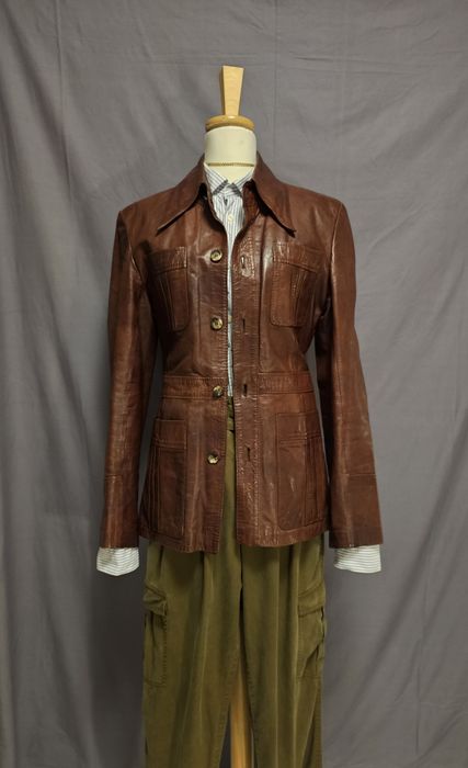 Unikatowa Kurtka Skórzana Vintage 70s Jacques Esterel Paris