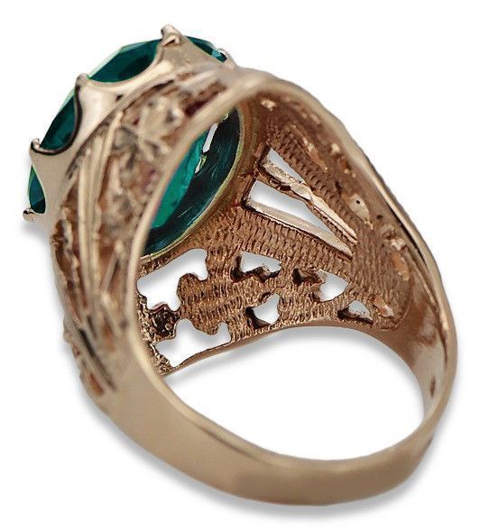 Pierścionek z różowego czerwonego złota 14k 585 z Szmaragdem vrc031 W