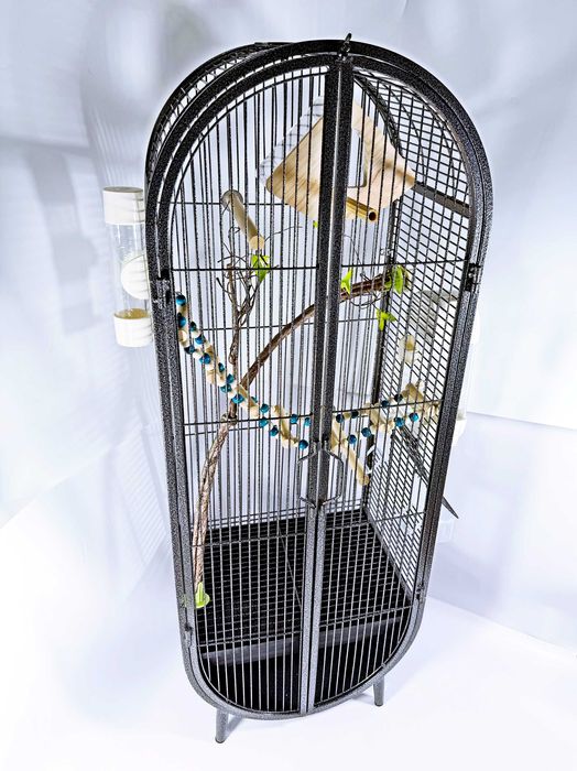 Клетка для птиц B04, элитный вольер с аксессуарами,черный, 101х37х27см