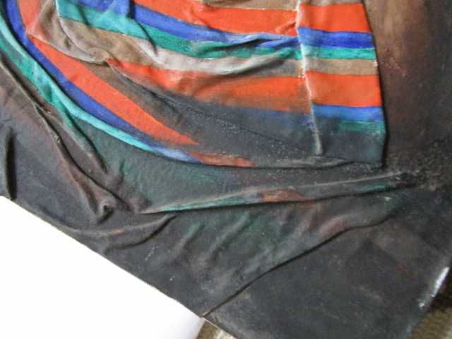quadro pintura oleo  musico com relevo
