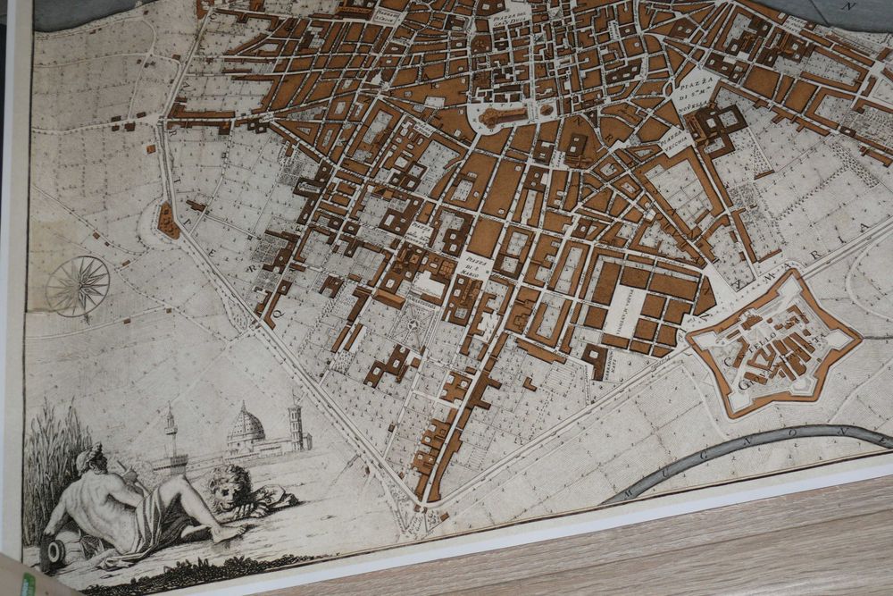 Reprodução impressa de Mapa Antigo de Florencia - Italia 1847