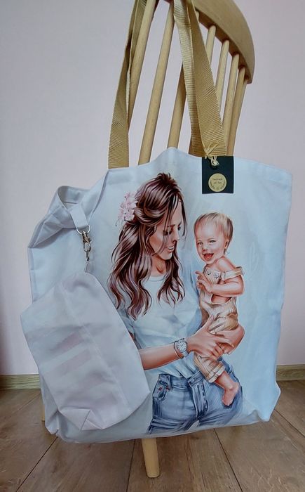 Torba shopper / mommy bag z kosmetyczką – Mama i dziecko