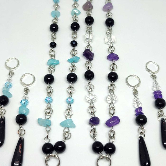 Choker Naszyjnik Akwamaryn, Stal Chirurgiczna 304, Koraliki Szklane