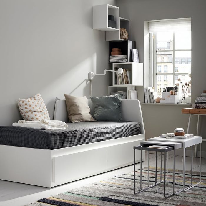 Cama individual 
Cama indiv/dupla c/2 gav/2 colchões, branco/Åfjäll fi