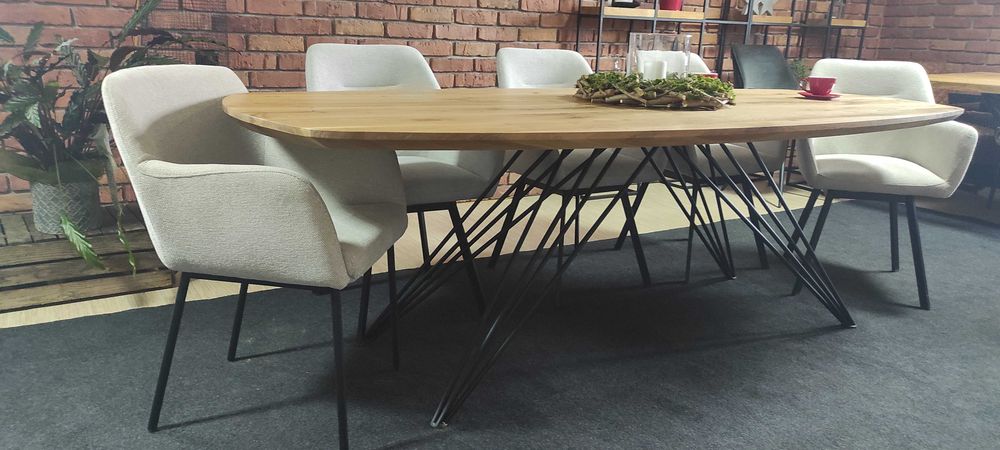 stół dębowy owalny krawędź zacięta 240x100 producent dostępny od ręki