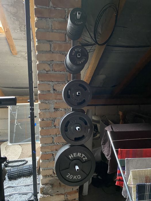 Silownia Domowa 180 Kilo Żeliwne Sztanga Stojak