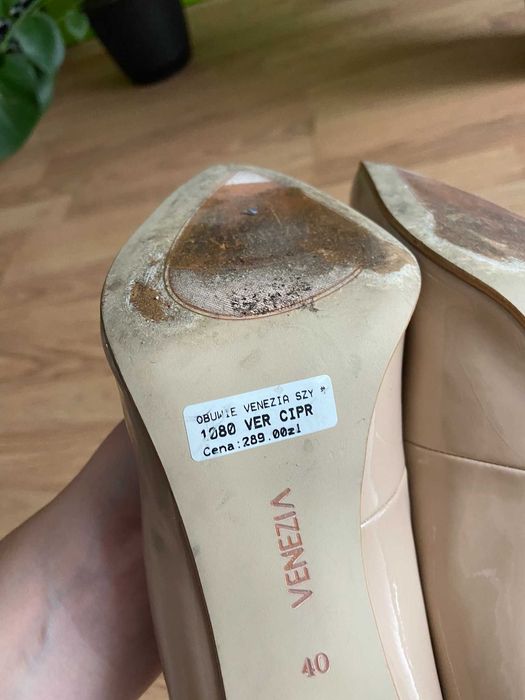 Szpilki venezia 40 kremowe beżowe