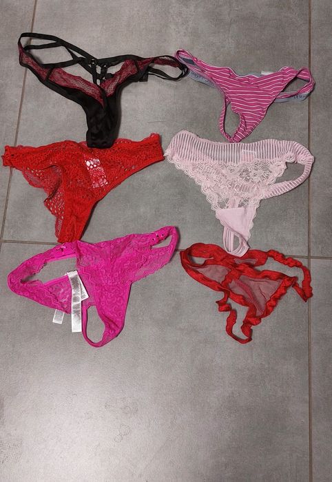 Stringi 6 szt majtki zestaw koronka damskie