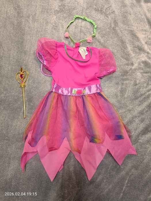 Strój wróżki z opaską skrzydełkami i różdżką