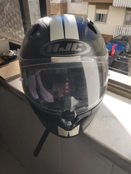 Capacete HJC preto e branco  L, fecho DD