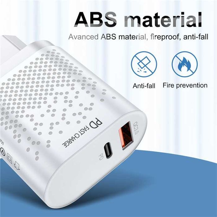 Мережевий адаптер USB Type C белый Fast Charge 18w