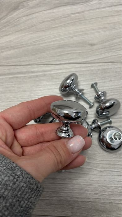 Srebrne Gałki uchwyty 12 sztuk