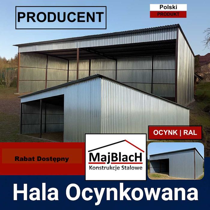 OCYNKOWANA Wiata Otwarta / Garaż Blaszany /HALA /WIATA– Maj-Blach