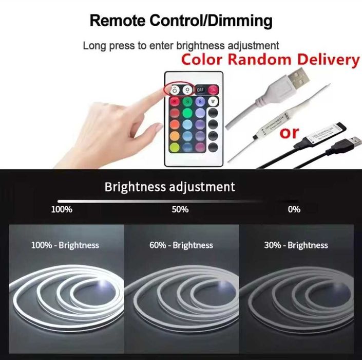 Світлодіодна гнучка силіконова неонова вивіска стрічка RGB 5м.