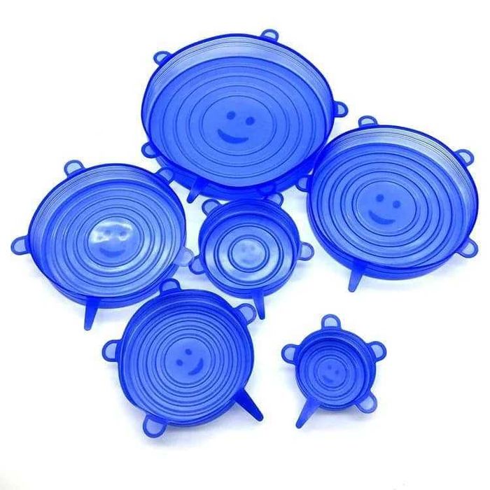 Tampa de silicone  para alimentos, 6 peças de tampas elásticas