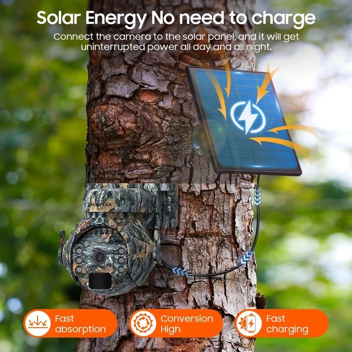 Камуфляжная 4g поворотная камера видеонаблюдения с солнечной панелью
