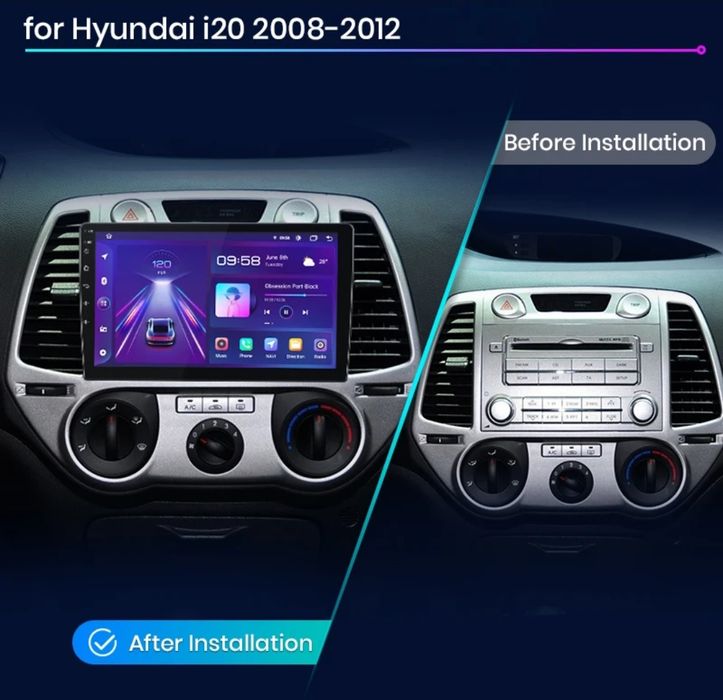 Rádio 9" android 2/32GB Hyundai I20 de 2008-14 WIFI GPS carplay NOVO
