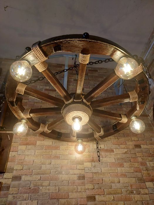 Люстра колесо воза,телеги #2 оригинал 95см дерево