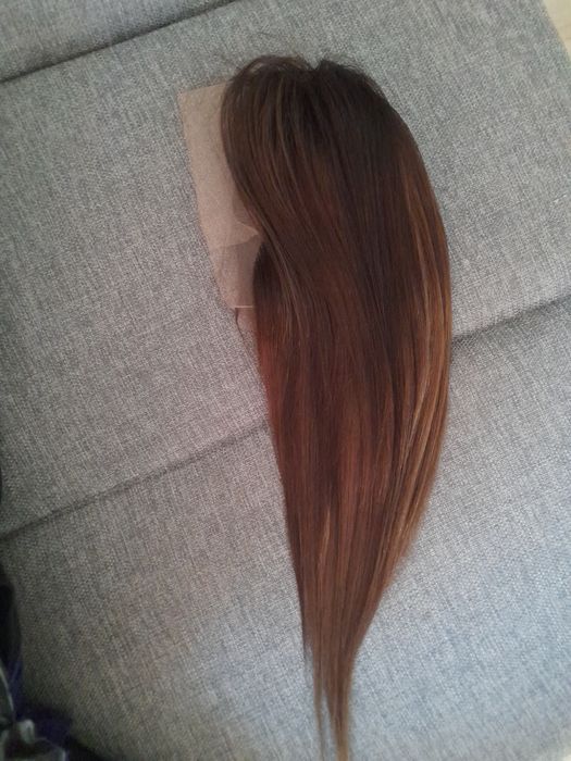 Peruka lace front 100% naturalny włos brąz