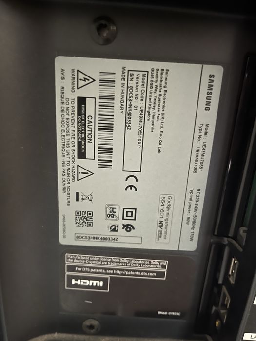 Samsung Smart TV 49" t4K UHD – Para Peças ou Reparação