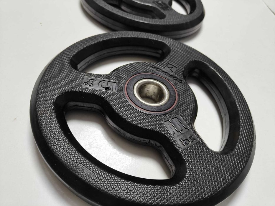 2 Pesos Domyos 5 kg (x2) | Como novos | Borracha antiderrapante