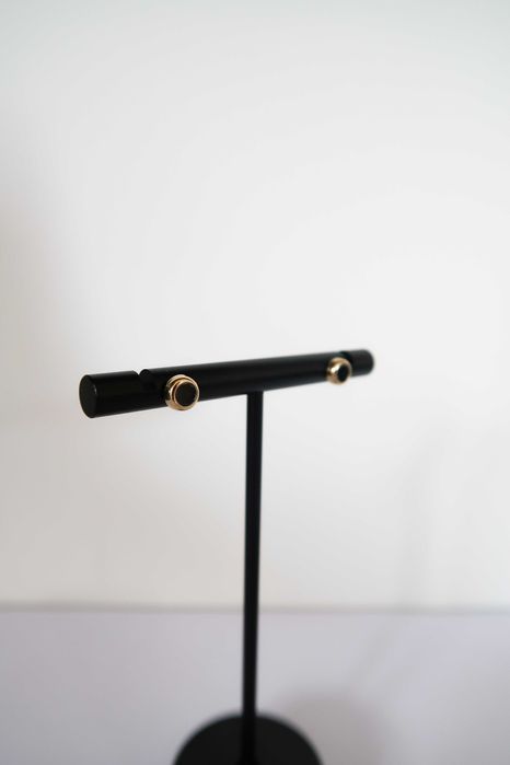 Złote Kolczyki Sztyfty Czarna Cyrkonia | Próba Złota 585