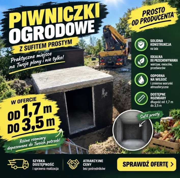 Piwnica betonowa piwniczka ogrodowa ziemianka Giżycko Orzysz Pisz