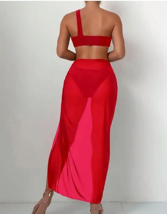 Фирменный купальник с парео 3 в 1 черный р.М/L