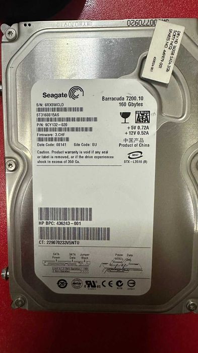 WD 160GB (WD1600AAJS) Seagate Barracuda 160GB (ST3160815AS)