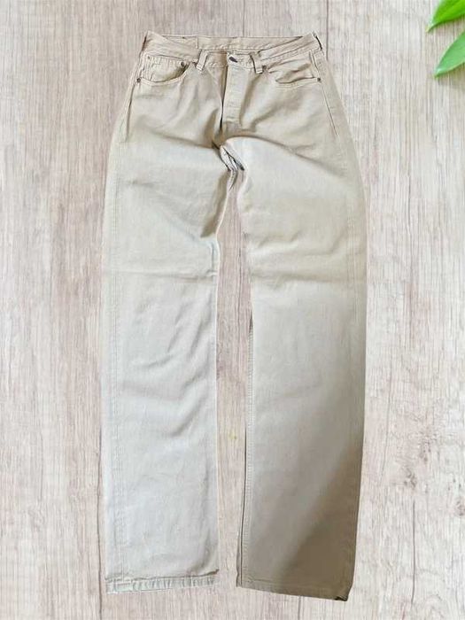 Spodnie męskie jeansy Levis 501 vintage 33x36 beige beżowy made usa denim men