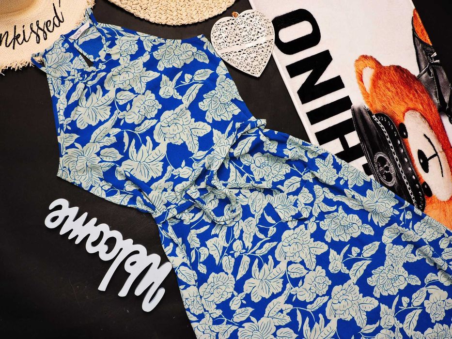 Only długa zwiewna sukienka pasek kwiaty S