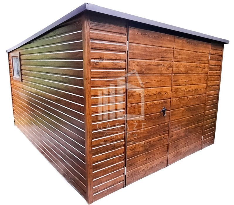 SCHOWEK - DOMEK OGRODOWY 3x4 spad tył - Brama + okno ID135