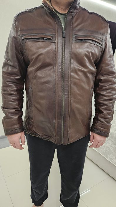 Дублёнка мужская кожа цигейка натуральная зима