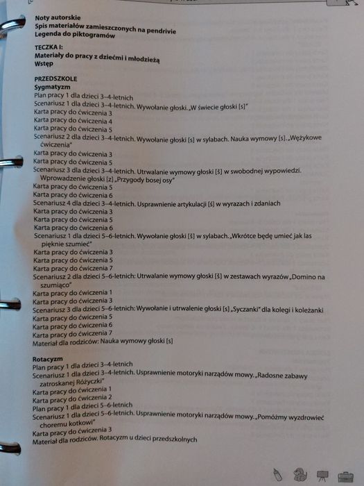 Teczka pracy logopedy i materiały multimediane na pendraivie