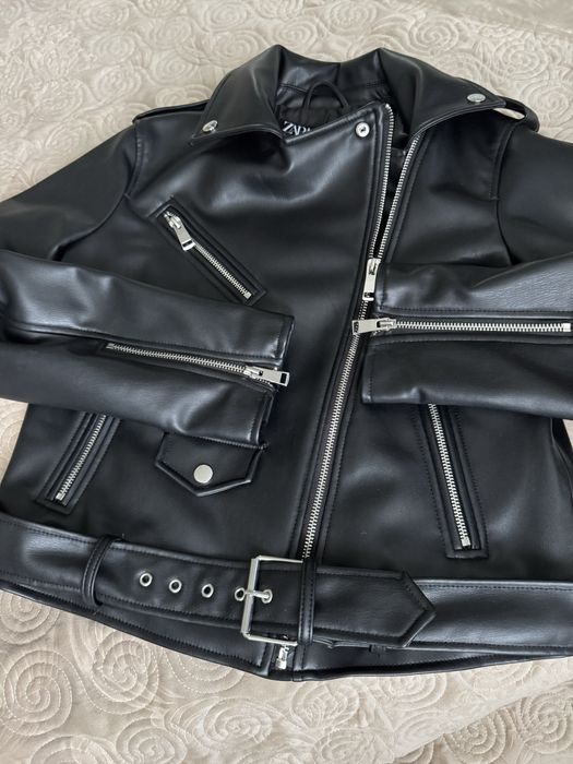 Косуха , куртка чорна шкіряна , еко шкіра косуха , куртка від zara