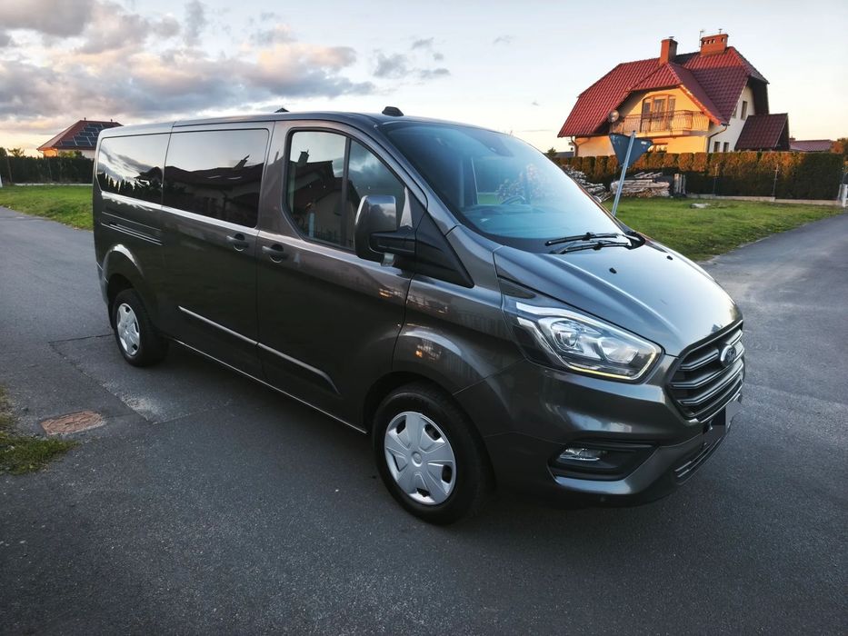 Ford Transit Custom 2021R 2.0D LONG 2xKlima 2xPDC 9 Osobowy Ledy Hak Ładny Zadbany Spr.