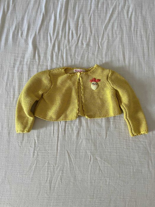 Bolero de malha Du Pareil au Même amarelo com limão, 6 meses