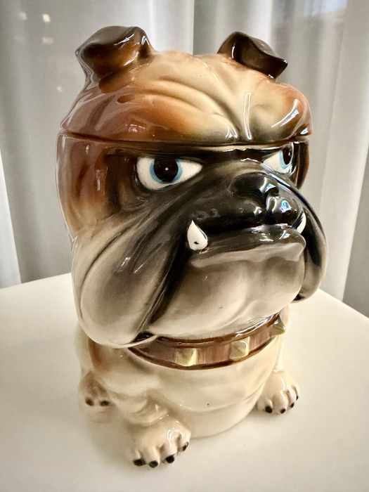 Vintage Buldog Kolekcjonerski Pojemnik Ceramiczny Genin Trudeau Japan