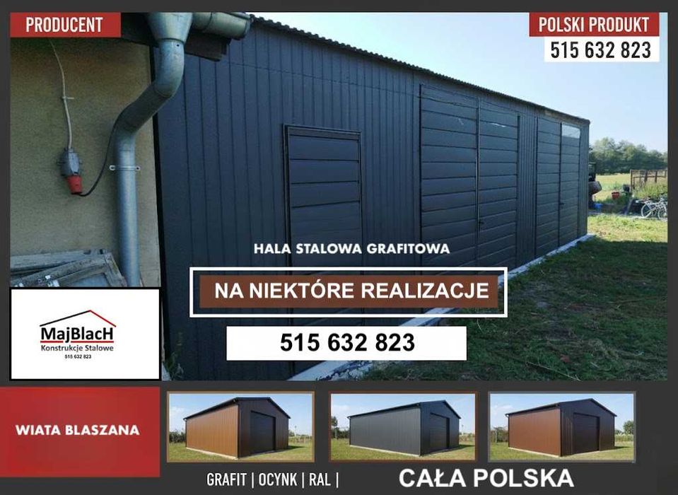 Wiata Otwarta Ocynkowana / Garaż Blaszany /HALA / Montaż - Maj-BlacH