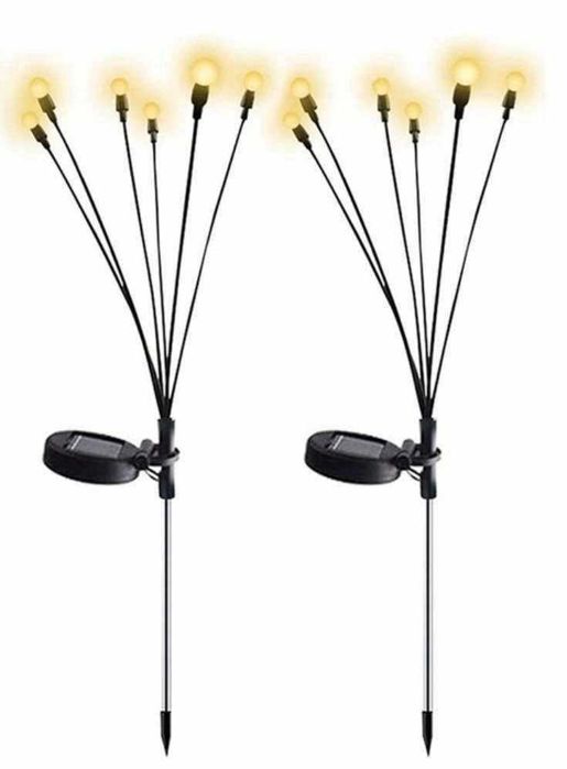 ZESTAW 2 Lampy solarne ogrodowe wbijane led kulki ciepłe światło 70cm