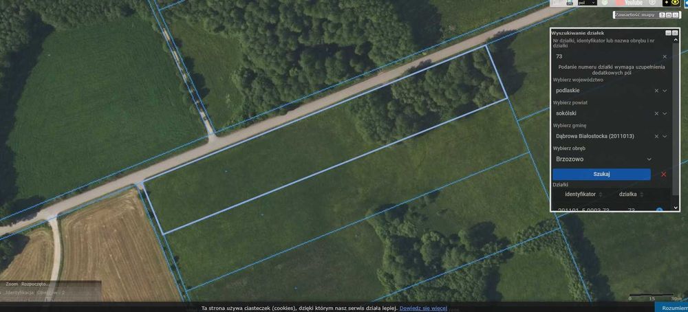 Sprzedam działkę o pow. 0.99ha w Brzozowie Kolonii