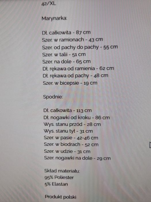 Garnitur damski elegancki niebieski komplet