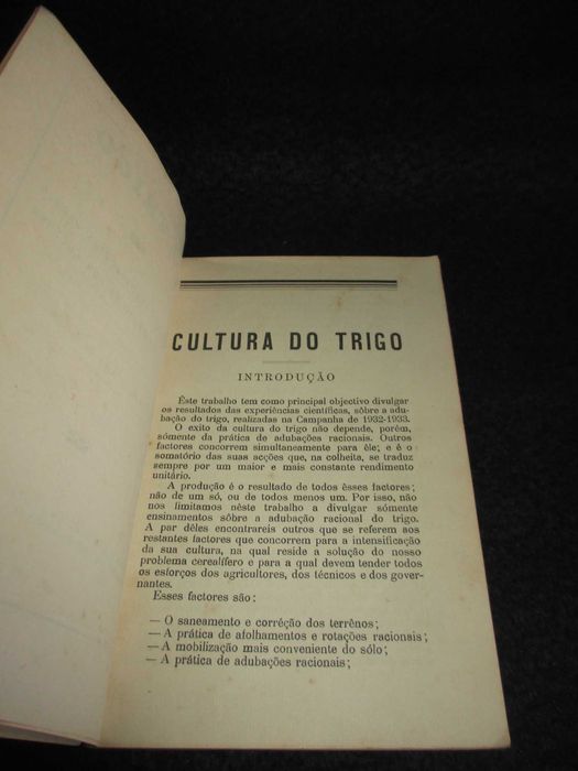 Livro Cultura do Trigo António Luís de Seabra 1ª edição 1933