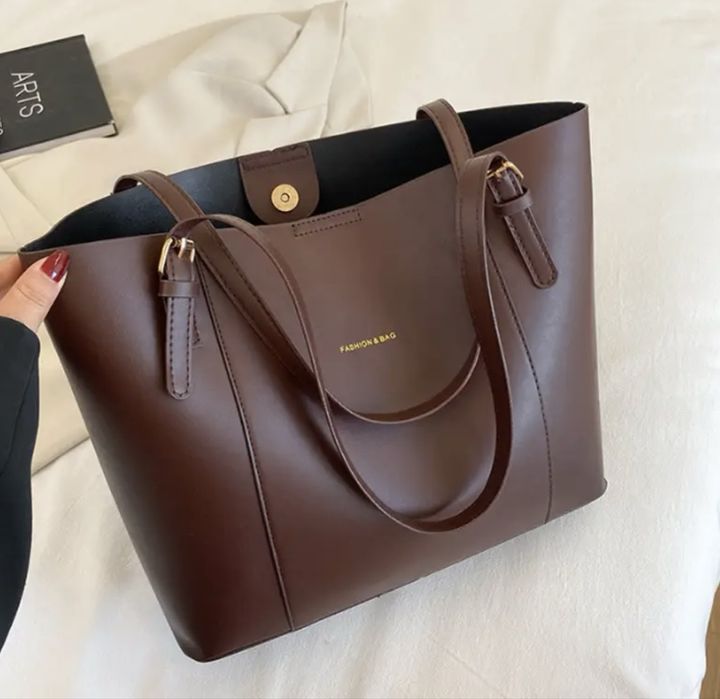 Nowa brązowa torba shopperka duża modna brązowa torba