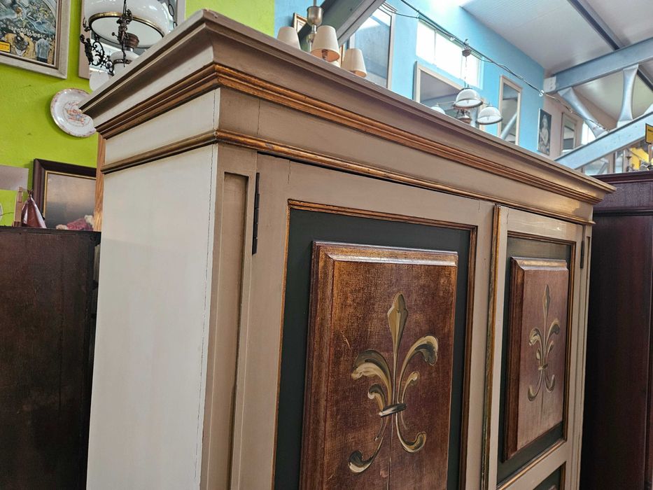 Móvel de entrada, antigo, em madeira maciça, pintado - Muitp bom es