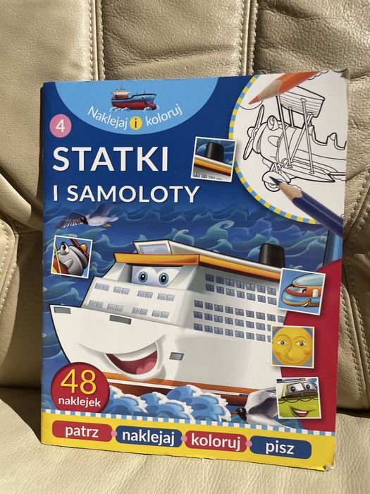 Statku i samoloty książeczka kolorowanka z najlejkami