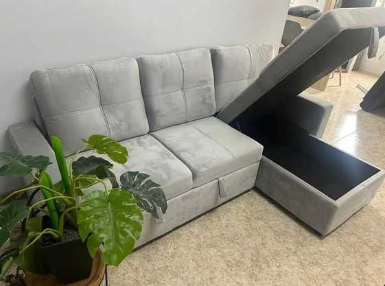 Sofa cama chaiselongue reversivel Cinza Envio gratis