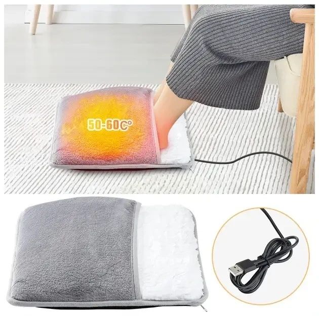 Портативна фланелева грілка для ніг з електричним підігрівом Foot warmer XL-997 Килимок з USB підігрівом