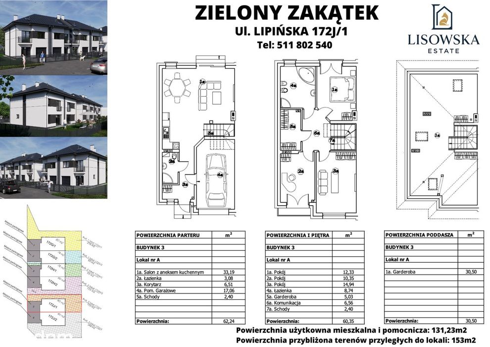 Segment Bliźniak Dom z Garażem ok 148m ul. Lipińska Wołomin
